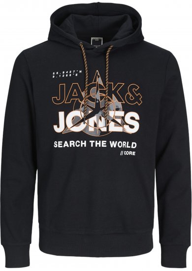 Jack & Jones Hunt Hoodie Black - Puloveri & dukserice - Muške Puloveri & dukserice veliki brojevi