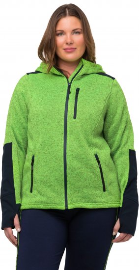 Ulla Popken Contrast Inserts Sweater Knit Hoodie Light Green - Puloveri & dukserice - 