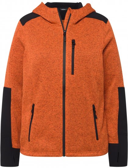 Ulla Popken Contrast Inserts Sweater Knit Hoodie Bright Orange Yellow - Puloveri & dukserice - 