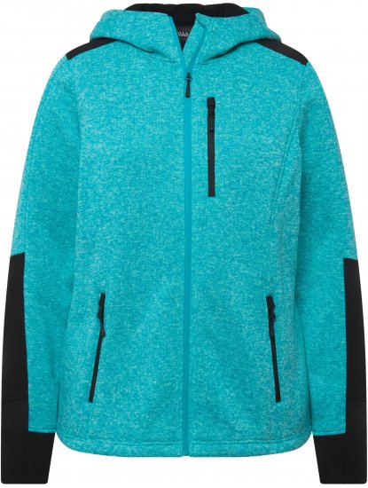 Ulla Popken Contrast Inserts Sweater Knit Hoodie Aquamarine - Puloveri & dukserice - 
