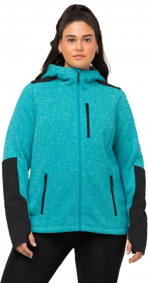Ulla Popken Contrast Inserts Sweater Knit Hoodie Aquamarine - Puloveri & dukserice - 