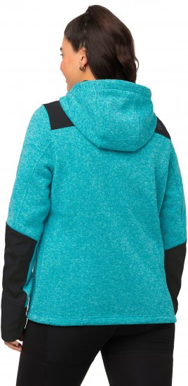Ulla Popken Contrast Inserts Sweater Knit Hoodie Aquamarine - Puloveri & dukserice - 