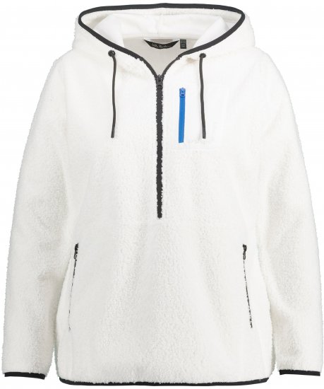 Ulla Popken Teddy Fleece Partial Zip Hoodie Snow White - Puloveri & dukserice - 