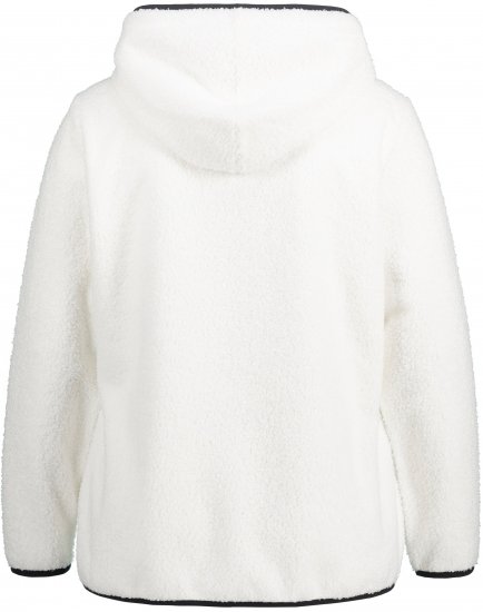 Ulla Popken Teddy Fleece Partial Zip Hoodie Snow White - Puloveri & dukserice - 