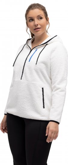 Ulla Popken Teddy Fleece Partial Zip Hoodie Snow White - Puloveri & dukserice - 
