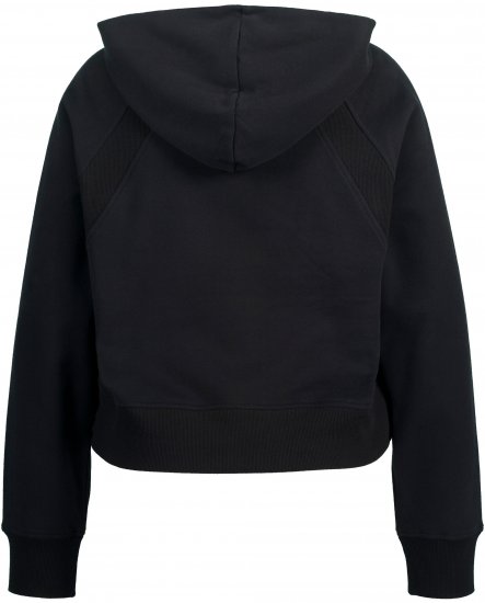 Ulla Popken Ribbed Inset Zip Collar Hoodie Black - Puloveri & dukserice - 