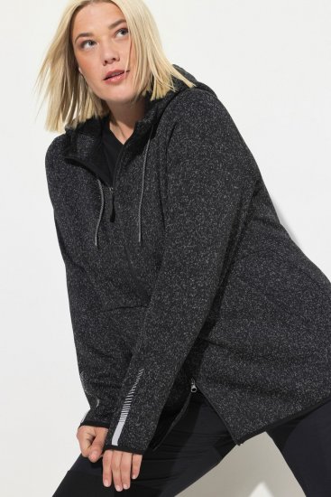 Ulla Popken Sweater Knit Fleece Hoodie Black - Puloveri & dukserice - Udobne dukserice, hoodice i pletenina