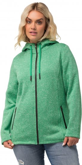 Ulla Popken Melange Knit Fleece Lined Hoodie Spring Green - Puloveri & dukserice - 