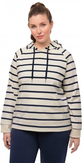 Ulla Popken Stripe Print Loungewear Hoodie Chalk - Puloveri & dukserice - 
