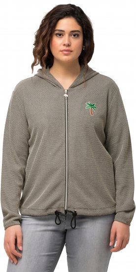 Ulla Popken Drawstring Hem Zip-Up Hoodie Grey - Puloveri & dukserice - 