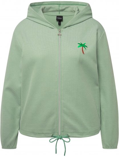 Ulla Popken Drawstring Hem Zip-Up Hoodie Light Green - Puloveri & dukserice - 