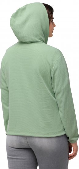 Ulla Popken Drawstring Hem Zip-Up Hoodie Light Green - Puloveri & dukserice - 