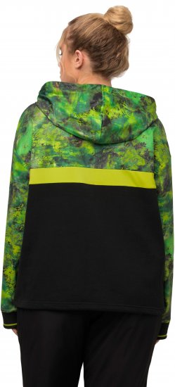 Ulla Popken Mineral Print Quick Dry Hoodie Black - Puloveri & dukserice - 