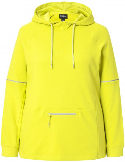 Ulla Popken Zippered Pocket and Reflective Piping Hoodie Green Apple - Puloveri & dukserice - 