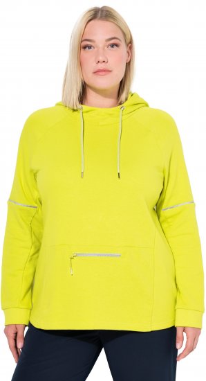Ulla Popken Zippered Pocket and Reflective Piping Hoodie Green Apple - Puloveri & dukserice - 
