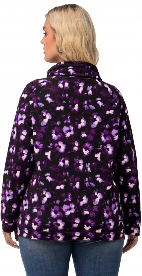 Ulla Popken Floral Print Drawstring Collar Hoodie Black - Puloveri & dukserice - 