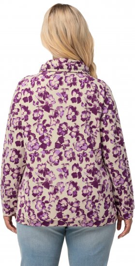 Ulla Popken Floral Print Drawstring Collar Hoodie Vanilla - Puloveri & dukserice - 