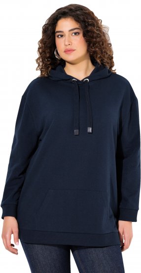 Ulla Popken Back Print Kangaroo Pocket Hoodie Navy - Puloveri & dukserice - 