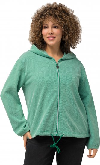 Ulla Popken Drawstring Hem Two-Tone Knit Hoodie Emerald Green - Puloveri & dukserice - 