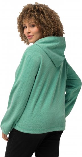 Ulla Popken Drawstring Hem Two-Tone Knit Hoodie Emerald Green - Puloveri & dukserice - 