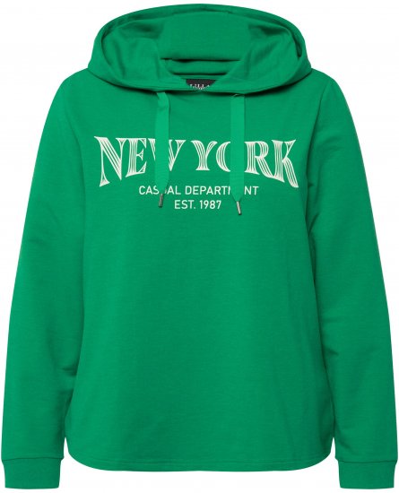 Ulla Popken City Name Graphic Hoodie Emerald Green - Puloveri & dukserice - 