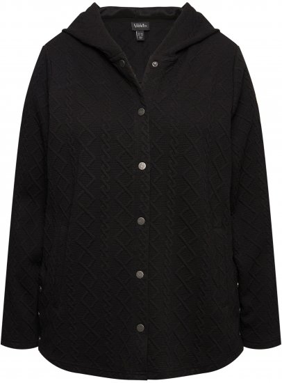 Ulla Popken Cable Knit Long Sleeve Hoodie Black - Puloveri & dukserice - 