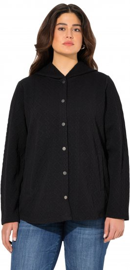 Ulla Popken Cable Knit Long Sleeve Hoodie Black - Puloveri & dukserice - 