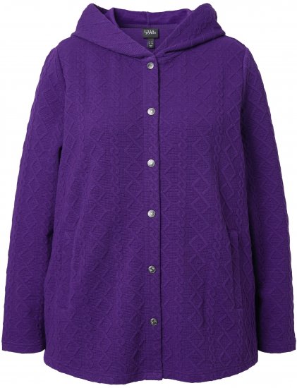 Ulla Popken Cable Knit Long Sleeve Hoodie Deep Violet - Puloveri & dukserice - 