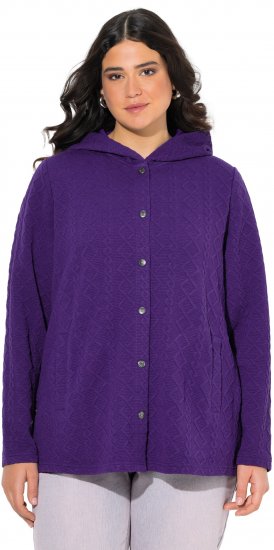 Ulla Popken Cable Knit Long Sleeve Hoodie Deep Violet - Puloveri & dukserice - 