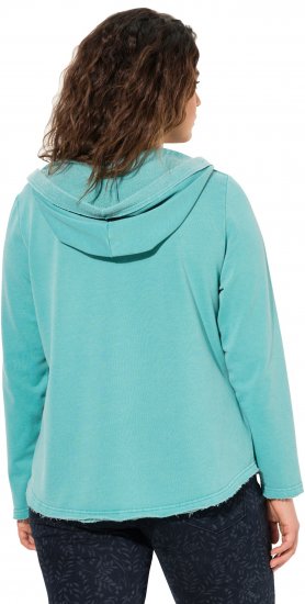 Ulla Popken Open Edged Long Sleeve V-Neck Hoodie Mint Green - Puloveri & dukserice - 