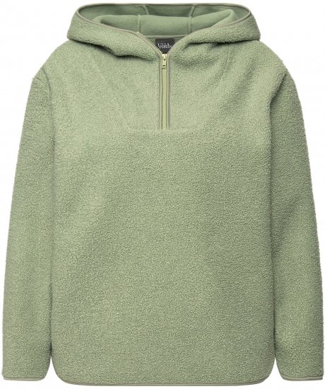 Ulla Popken Teddy Plush Long Sleeve Hoodie Sage Green - Puloveri & dukserice - 