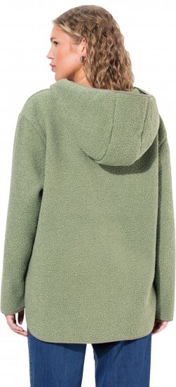 Ulla Popken Teddy Plush Long Sleeve Hoodie Sage Green - Puloveri & dukserice - 