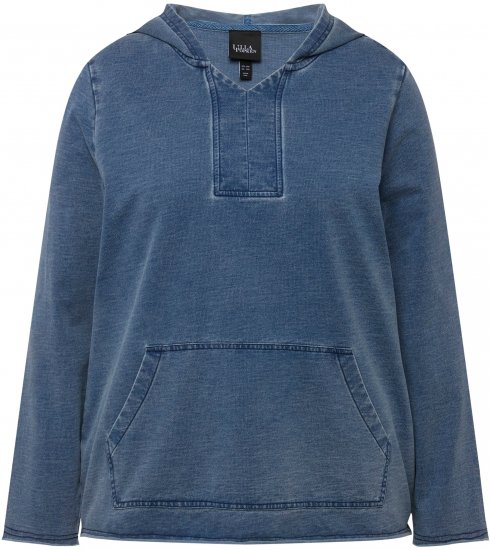 Ulla Popken Raw Hem Long Sleeve Hoodie Night Blue - Puloveri & dukserice - 