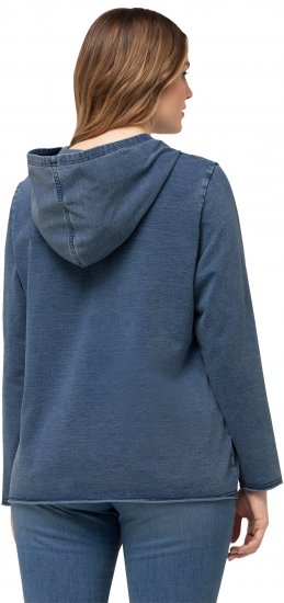 Ulla Popken Raw Hem Long Sleeve Hoodie Night Blue - Puloveri & dukserice - 