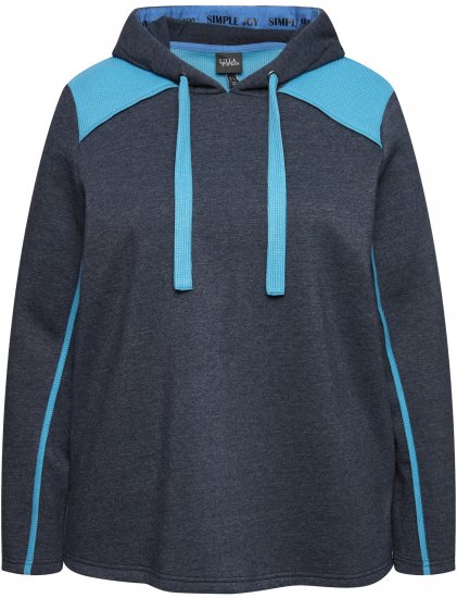 Ulla Popken Waffle Pique Contrast Color Hoodie Navy - Puloveri & dukserice - 