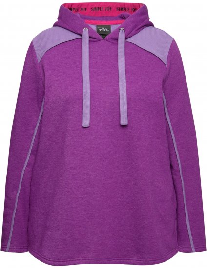Ulla Popken Waffle Pique Contrast Color Hoodie Dark Purple - Puloveri & dukserice - 