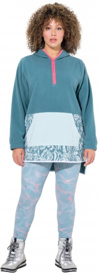 Ulla Popken Floral Detail Fleece Hoodie Ice Green - Puloveri & dukserice - 