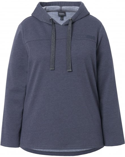 Ulla Popken Lettering GLOWING Hoodie Asphalt Grey - Tiskana majica za žene - 