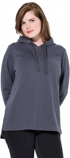 Ulla Popken Lettering GLOWING Hoodie Asphalt Grey - Tiskana majica za žene - 