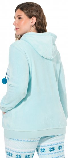 Ulla Popken Plush Alpine Striped Motif Loungewear Hoodie Baby Blue - Puloveri & dukserice - 