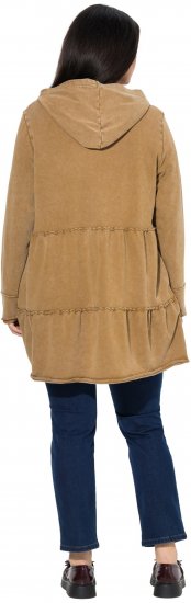 Ulla Popken Tiered Flounce Panel Zip Up Hoodie Mocha Brown - Puloveri & dukserice - 
