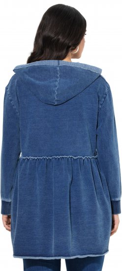 Ulla Popken Indigo Dyed Flounce Panel Hoodie Blue - Puloveri & dukserice - 