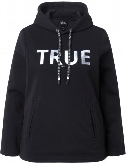 Ulla Popken TRUE Lettering Hoodie Black - Puloveri & dukserice - 