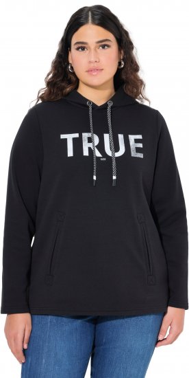 Ulla Popken TRUE Lettering Hoodie Black - Puloveri & dukserice - 