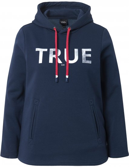 Ulla Popken TRUE Lettering Hoodie Navy Blue - Puloveri & dukserice - 