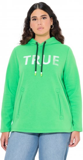 Ulla Popken TRUE Lettering Hoodie Mint Green - Puloveri & dukserice - 
