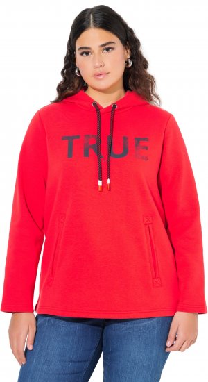 Ulla Popken TRUE Lettering Hoodie Neon Red - Puloveri & dukserice - 