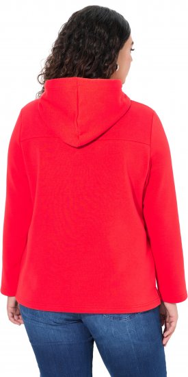Ulla Popken TRUE Lettering Hoodie Neon Red - Puloveri & dukserice - 
