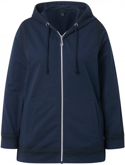Ulla Popken Decorative Seam Zip-Up Hoodie Navy - Puloveri & dukserice - 