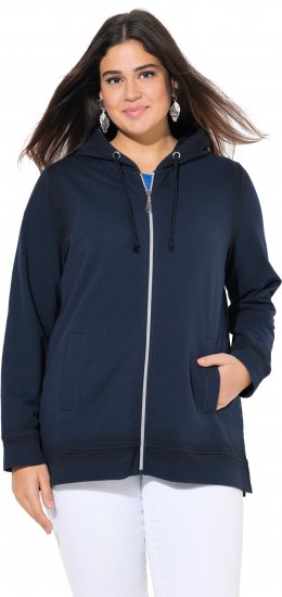 Ulla Popken Decorative Seam Zip-Up Hoodie Navy - Puloveri & dukserice - 